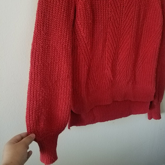 Madewell Red Balloon Sleeve Pullover Sweater - Picture 3 of 9